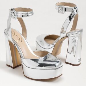 Sam Edelman Silver Metallic Kaine Platform Heels